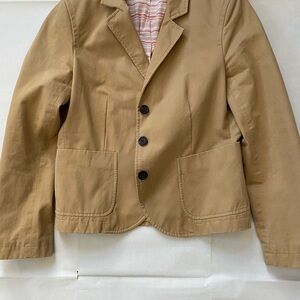 J. Crew Khaki Cotton Blazer with Black Buttons